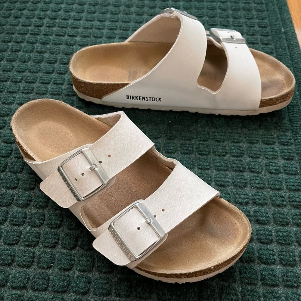 Birkenstock Arizona White Birko Flor Sandals Womens 8-8.5 (EU 39)